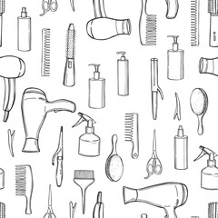 Equipment for styling and hair care. Vector pattern
