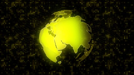 Aufkleber - Holographic model of rotating earth on black background. Motion. Beautiful glowing model of planet in virtual space. Virtual hologram of planet earth