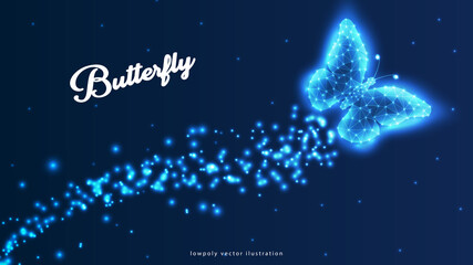 Poster - butterfly composed of polygon. low poly vector illustration of a starry sky or comos. the digital fl