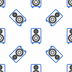 Wall Mural - Line Stereo speaker icon isolated seamless pattern on white background. Sound system speakers. Music icon. Musical column speaker bass equipment. Colorful outline concept. Vector