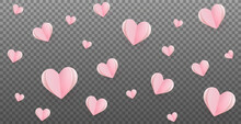 Gently Pink-red Hearts On A Transparent Background