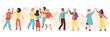 © Kudryavtsev - Cheerful people give each other high five, concept of friendship and togetherness - flat vector illustration on white.