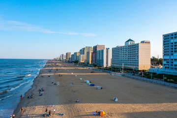 Wall Mural - Aerial View of the Virginia Beach Oceanfront looking South in the late afternoon