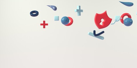 Poster - Security icon with geometric shapes - 3D render