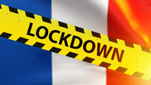 Lockdown France. Covid-19 Restriction Concept. Lockdown Due To Spread Of Coronavirus. Movement Restriction Due To SARS-CoV-2 Mutation. Delta And Omicron Quarantined. Fight Against Covid-19. 3d Image
