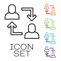 Poster - Black line Project team base icon isolated on white background. Business analysis and planning, consulting, team work, project management. Set icons colorful. Vector
