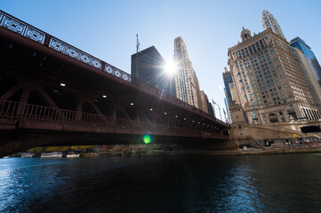 Wall Mural - October 22, 2020- Chicago buildings at dusk. Chicago city