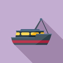 Poster - Seafood fish boat icon flat vector. Sea ship