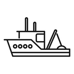 Sticker - Catch fish boat icon outline vector. Sea ship