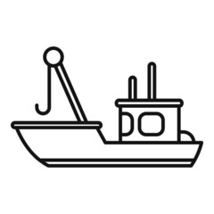 Poster - Fish boat net icon outline vector. Sea vessel