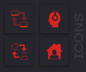 Poster - Set Online working, , Freelancer and icon. Vector