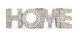 Candle holder in shape of word HOME on white background