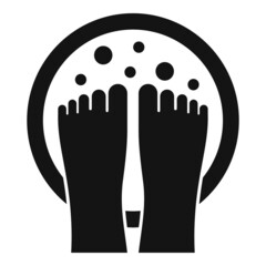 Sticker - Home foot bath icon simple vector. Spa feet