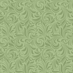 Wall Mural - vector vintage seamless green floral pattern