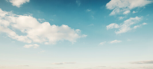 beautiful blue sky with white cumulus clouds