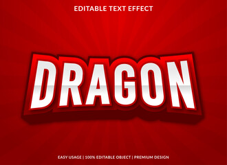 dragon text effect logo template design with bold and abstract style background