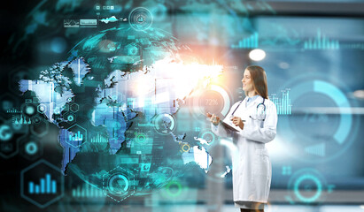 Wall Mural - innovative technologies in science and medicine . mixed media