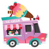Fototapeta Dinusie - Cartoon Ice Cream Truck