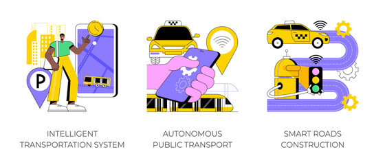 Poster - smart city technology abstract concept vector illustration set. intelligent transportation system, a