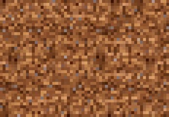 Poster - Pixel game background. Cubic pixel ground or rock blocks pattern. Eight-bit arcade mosaic vector backdrop with square pixels, computer game level environment soil or stone texture