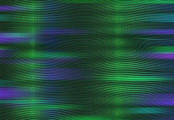 Leinwandbilder - Old TV glitch noise screen, green and purple waves vector background. Television glitch distortion effect with noise lines on TV display, computer or VHS camera video signal with static pixels