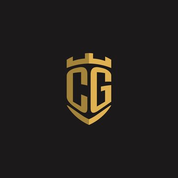 Initials CG logo monogram with shield style design