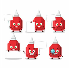 Poster - Red correction pen cartoon character bring information board