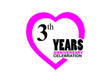3 Anniversary Celebration Simple Logo With Heart Design