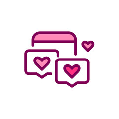 Wall Mural - romantic messages on a smartphone. pixel perfect, editable stroke color icon