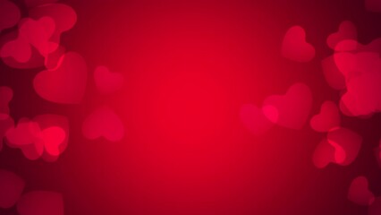 red romantic hearts on shiny background, holidays and valentines day style background