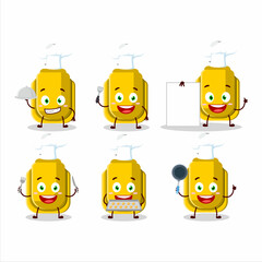 Wall Mural - Cartoon character of yellow correction pen with various chef emoticons