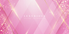Luxurious Modern Pink Background With Shiny Gold Lines And Blank Space For Promotional Text.