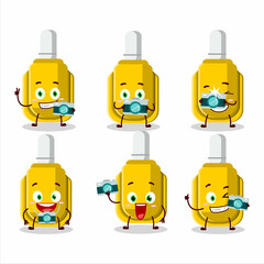 Poster - Photographer profession emoticon with yellow correction pen cartoon character