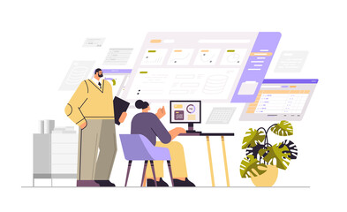 Poster - businesspeople analyzing financial data on virtual charts and graphs planning report market analysis accounting