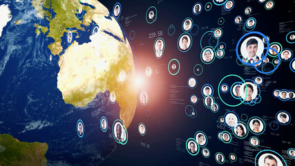Aufkleber - Social networking service concept. Global communication network. 