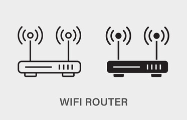 Aufkleber - Wireless Router vector icon. Black illustration isolated on white background for graphic and web design.