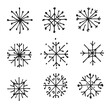 © Ирина Мордвинкина - Snow snowflakes. Set of winter objects. Cold winter. Outline sketch. Hand drawing is isolated on a white background. Vector