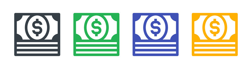 Poster - A stack of cash money or dollar bills, flat vector icon. Financial concept