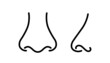 © Elena Pimukova - Nose icon. Nose front view and profile view. Human organ of smell icon. Vector illustration in line style on white background. Editable stroke.