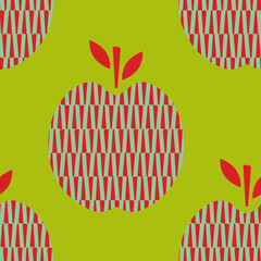 Poster - Apple filled with abstract ornament vector seamless repeat pattern print background