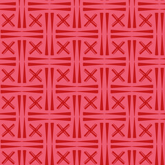 Poster - Red crosses and triangles vector seamless repeat pattern print background