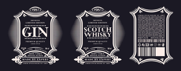 Poster - Template decorative label for whiskey, gin