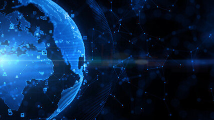 Aufkleber - technology network data connection, digital data network, and cyber security, futuristic technology 