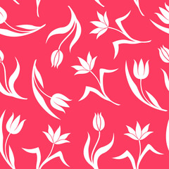 Sticker - Decorative tulips pattern seamless