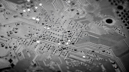 Wall Mural - Macro Close up of printed wiring on PC circuit board..