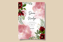 Beautiful Watercolor Red Flower Wedding Invitation Card