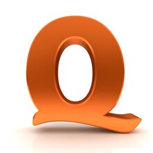 Q Letter Orange 3d Capital Letter Sign Isolated On White