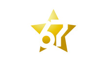 67 Number New Gold Abstract Star Logo