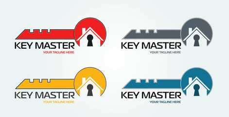 Wall Mural - Abstract creative key duplication logo concept. Professional skilled key cutter sign.