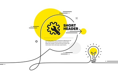 Poster - Customisation icon. Continuous line idea chat bubble banner. Settings or editing sign. Repair symbol. Customisation icon in chat message. Talk comment light bulb background. Vector